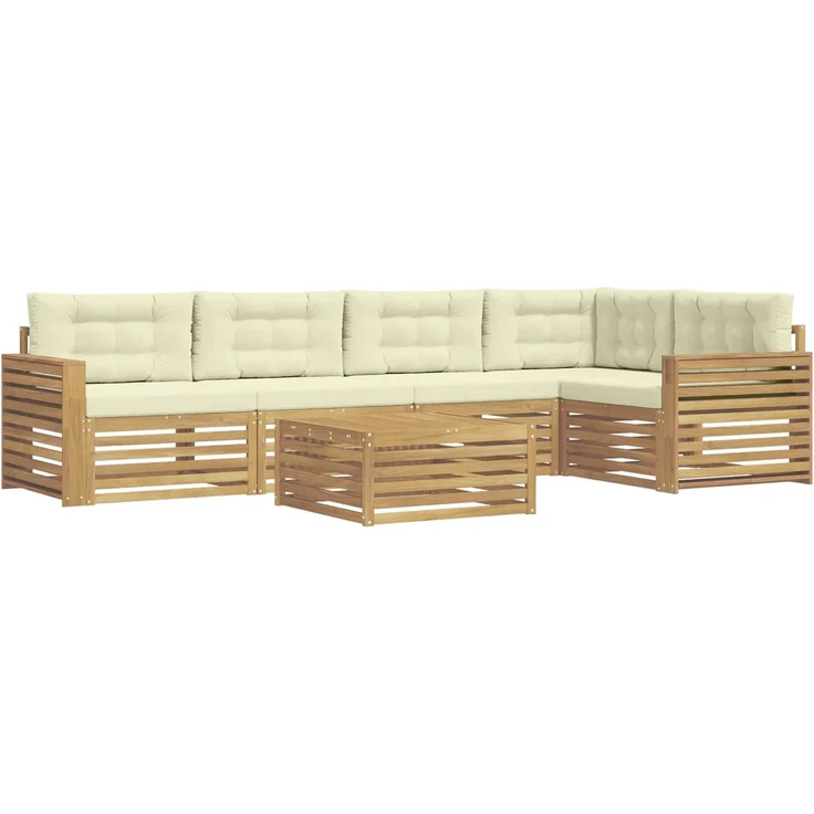 vidaXL Outdoor-Sofagarnitur 6 stk. 5-Sitzer Weiß und Creme Polyester 3390530 – Bild 2