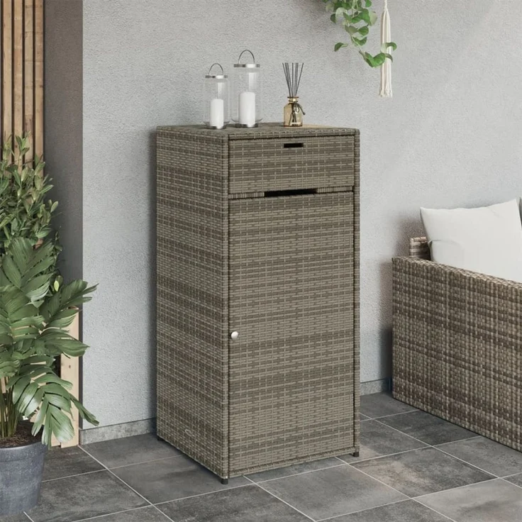 DOTMALL Garten-Geräteschrank Gartenschrank 55x55x111 cm Poly Rattan