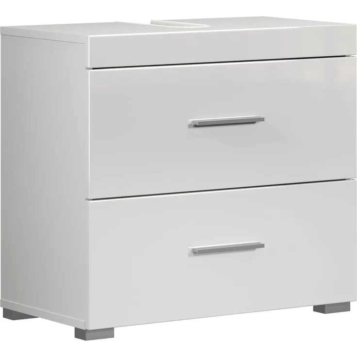 trendteam smart living – Amanda – Waschbeckenunterschrank – Weiß/Weiß Hochglanz – 2 Schubladen mit Vollauszug - (BxHxT) 60 x 56 x 34 cm - Kratzfest & pflegeleicht – Bild 1
