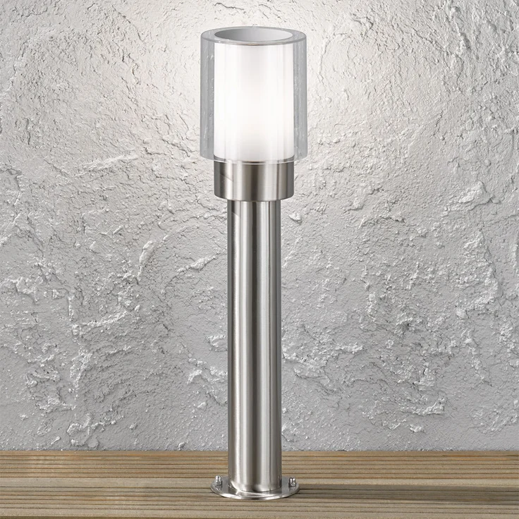 2er Set Stehleuchte, Edelstahl, silber, weiß, H 50 cm – Bild 8