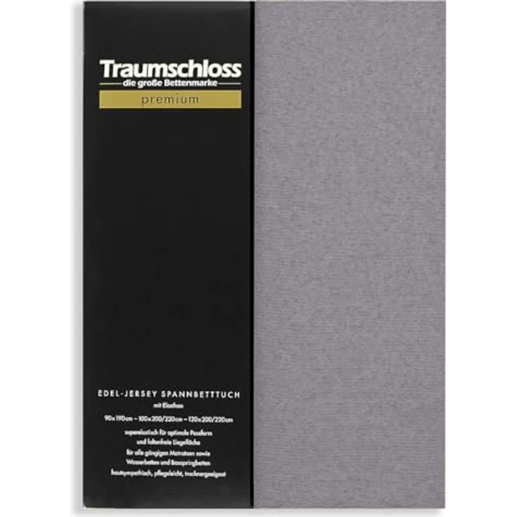 Traumschloss Premium Edel-Jersey Spannbettlaken grau 180-200x200-220 – Bild 2