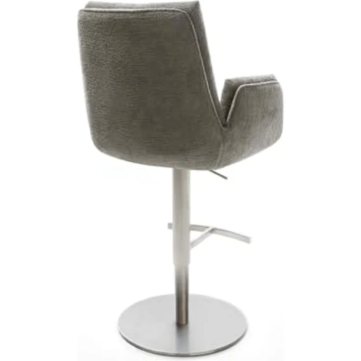 Barstuhl Clea-Flex Bouclé Soft Schlamm Drehfuß höhenverstellbar Edelstahl Silberfarben – Bild 6