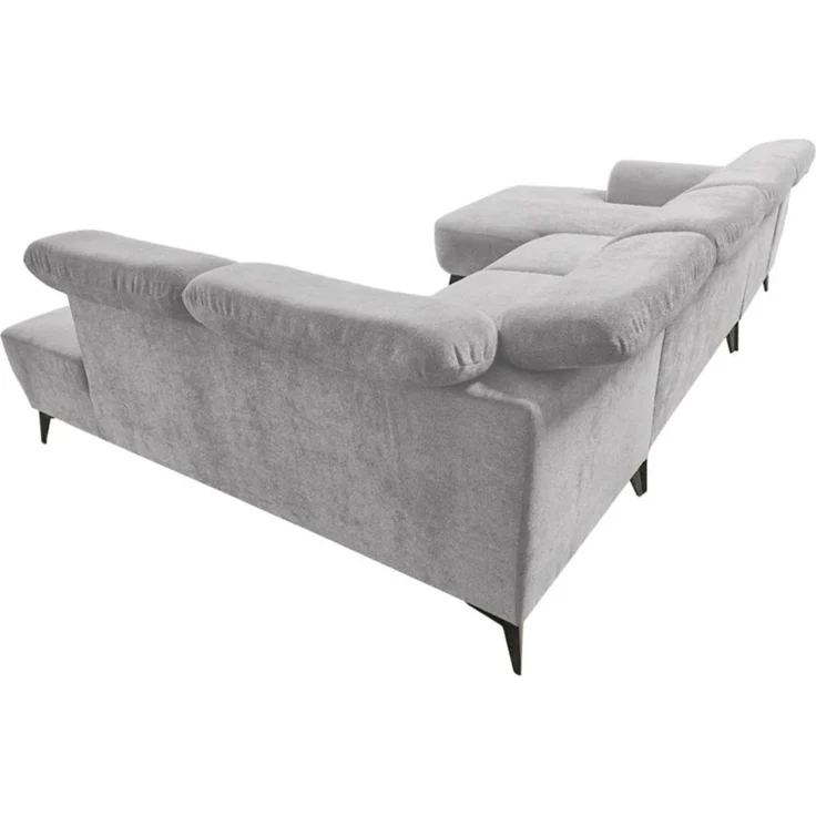 Wohnlandschaft Sofa U-Form ALETTE in Stoff Doha Grau Lange Schenkel Rechts – Bild 5