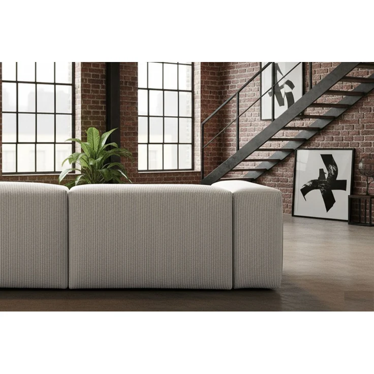 KAWOLA Sofa CELESTE 4-Sitzer mit Hocker Cord hellgrau 72 x 114 x 302 cm – Bild 6