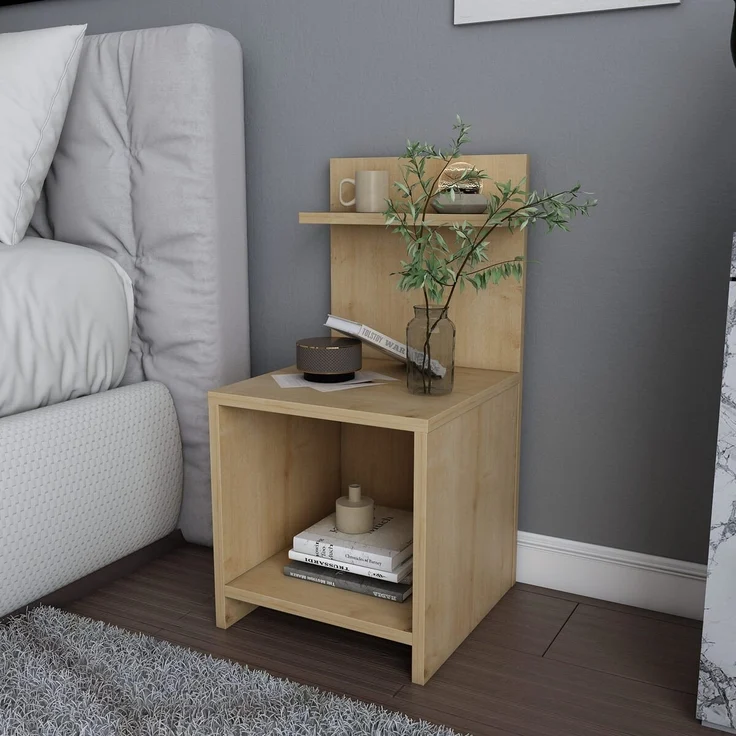 Calicosy Nachttisch mit 1 Fach Holzdekor Eiche H72 cm – ULLMAN - Helles Holz – Bild 5