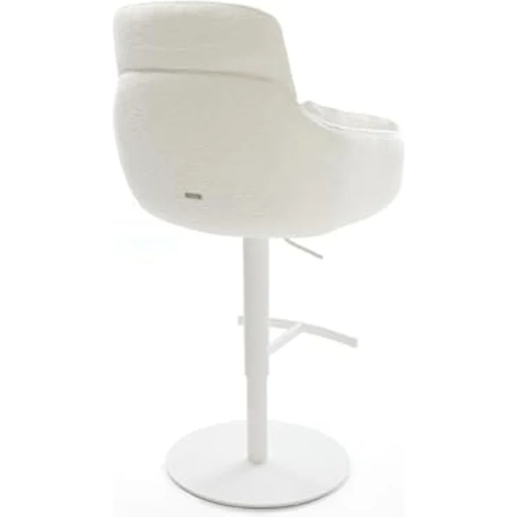 Barstuhl Luan-Flex Bouclé Soft Beige Drehfuß höhenverstellbar Metall Weiß – Bild 6