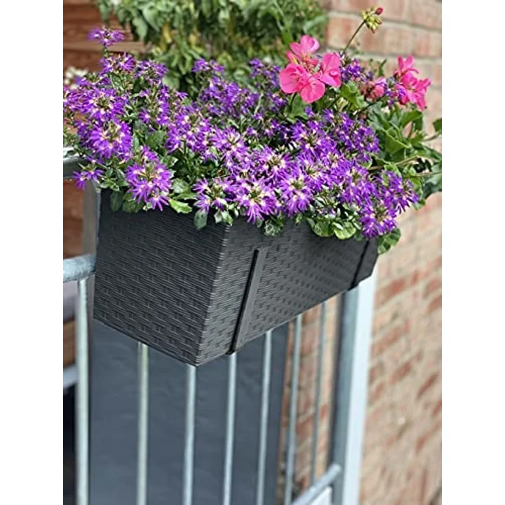 Kreher Balkonkasten 'BEGONIA' in Rattan Optik mit Stahlbügeln in Anthrazit (2 St) – Bild 7