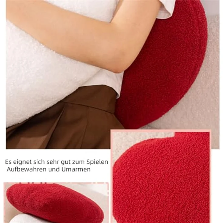Herzkissen, Kuschelkissen Kinder Herzkissen, Weiche Flauschige Herzform Zierkissen Sofakissen, Plüsch Kissen Dekokissen für Kinderzimmer Schlafzimmer Deko (Rot 30 X 45 CM) – Bild 8