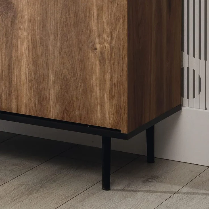 Lomadox Barschrank VAREDO-132 in Eiche Nb. Wohnzimmer Möbel im modernen Vintage Design 90/140/40 cm – Bild 3