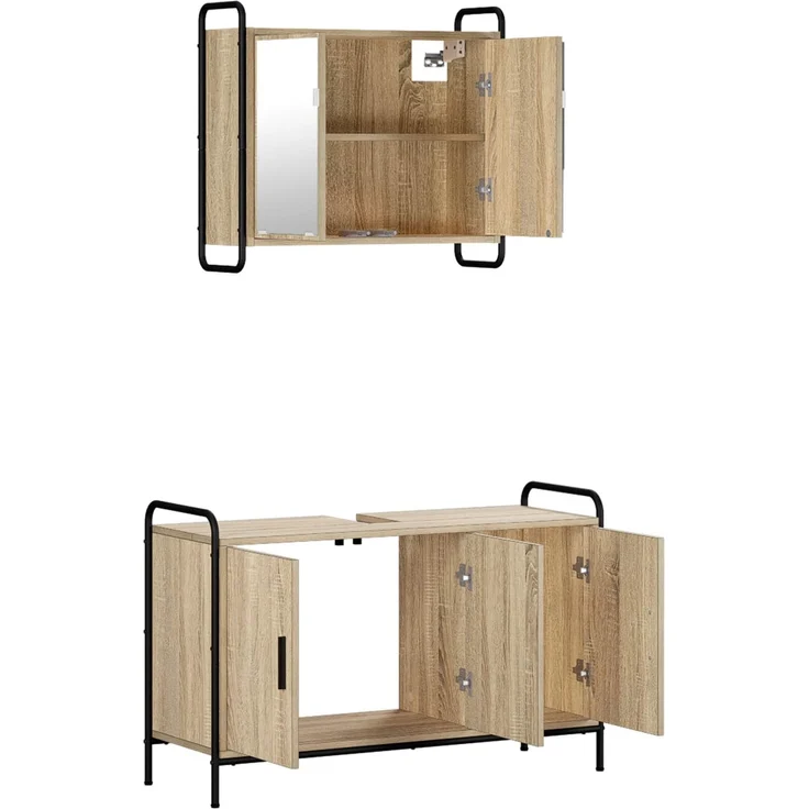 vidaXL Badezimmerschrank-Set 2 stk. Sonoma-Eiche 65,5 x 34 x 61 cm 3444478 – Bild 5