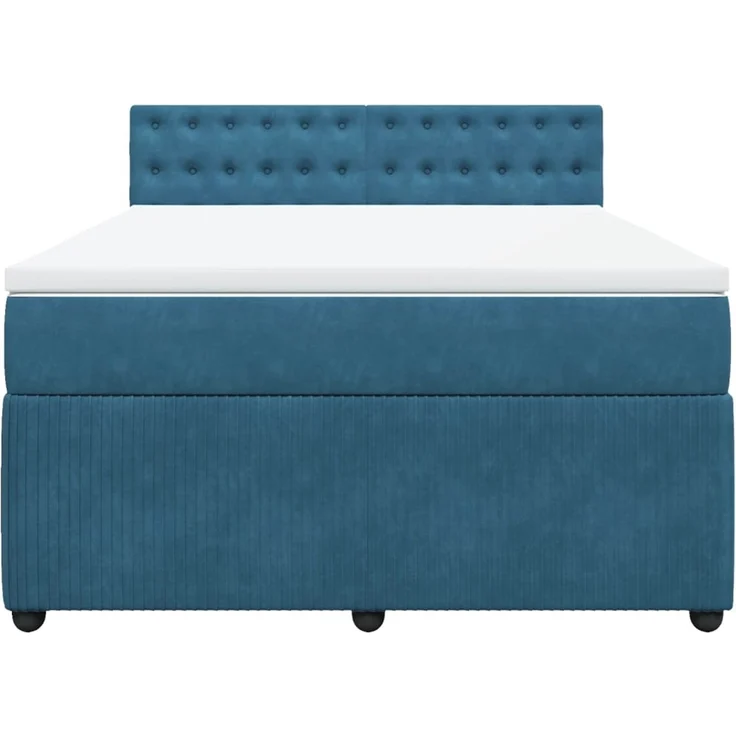 vidaXL Boxspringbett mit Matratze Blau 140x190 cm Samt 3290050 – Bild 6