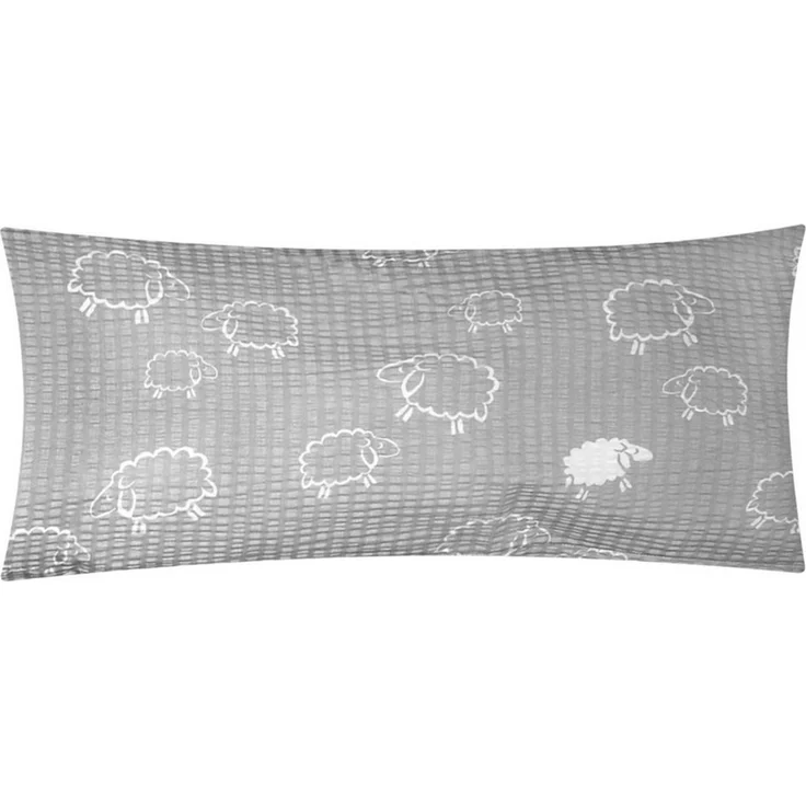 Heubergshop Kissenbezug, (1 Stück), 40x80cm Baumwolle Schafe Grau Weiß (1-Stück-99/7-40x80-Seersucker)