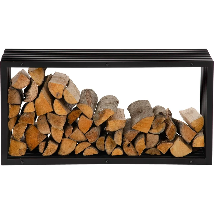 DELUKE® Kaminholzregal Metall PREMIUM - Innen und Aussen, Schwarz Brennholzregal innen Kaminholzständer Kaminholzhalter Feuerholzregal Aussen Holz stapeln Terrasse, 40x50x100cm – Bild 3