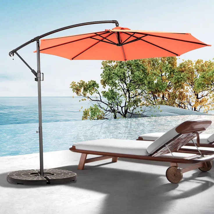 LVHOM Sonnenschirm Ø 300 cm, Großer Marktschirm mit Kurbel und Neigefunktion, UV-Schutz 50+, wasserdichter Gartenschirm für Terrasse & Pool, Orange (ohne Ständer)