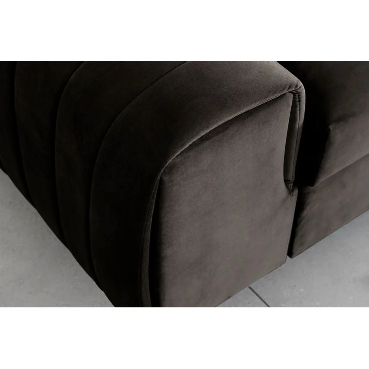 Sofa 3-Sitzer mit Schlaffunktion Schlafsofa ELENI Stoff Monolith Dunkelbraun – Bild 4