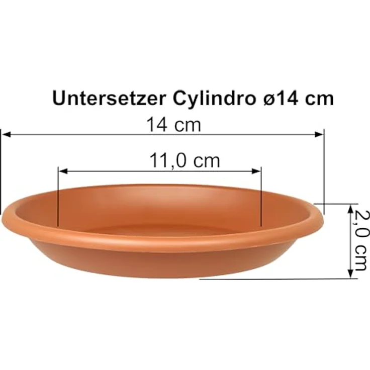 Heimwerkercenter Pflanzkübel MePla Blumentopf Cylindro ø15cm, Untersetzer ø14cm Terra, Kunstoff – Bild 4
