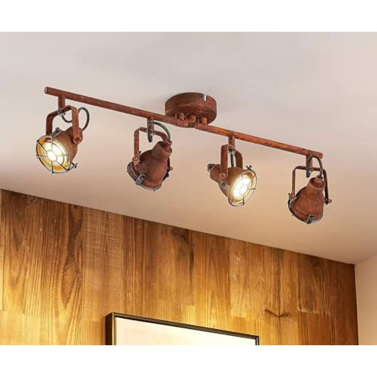 Lindby Strahler Scabra, 4-flammige Deckenlampe in Braun aus Metall, Vintage-Industriell, GU10 Spots für Wohnzimmer und mehr – Bild 2