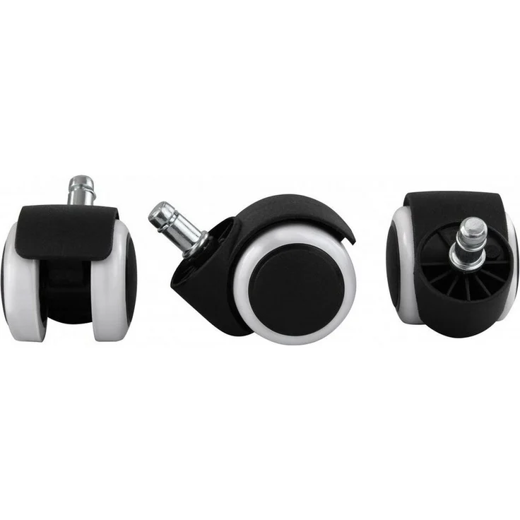 AMSTYLE 5er Set gebremste Hartbodenrollen schwarz/weiß 11mm/Durchmesser 50mm – Bild 3