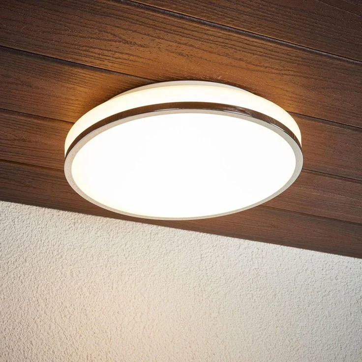 Lindby Deckenleuchten Lyss, LED-Leuchtmittel fest verbaut, warmweiß, Modern, Glas, Metall, weiß, chrom, inkl. Leuchtmittel, Bad – Bild 4