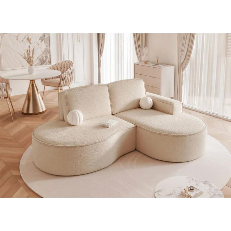Ecksofa Designersofa Sofa ARLET in Stoff Abriamo Hellbeige Ottomane Rechts – Bild 2