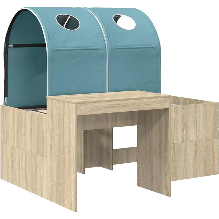 vidaXL Bett mit Tunnel 3 Stk. Artisian Eiche und Hellblau 3423516 – Bild 3