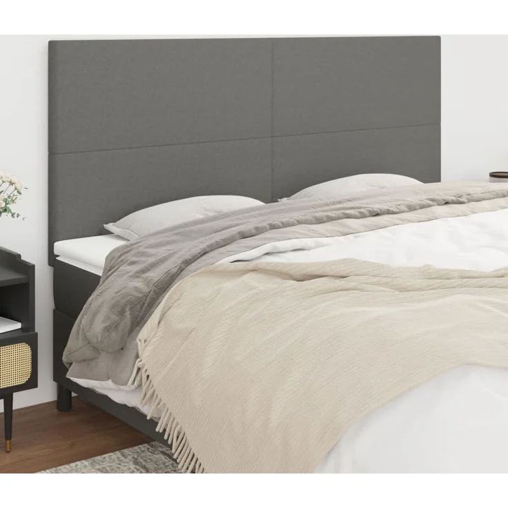 vidaXL Kopfteile 4 Stk. Dunkelgrau 100 x 5 x 78/88 cm Stoff 3116075 – Bild 1