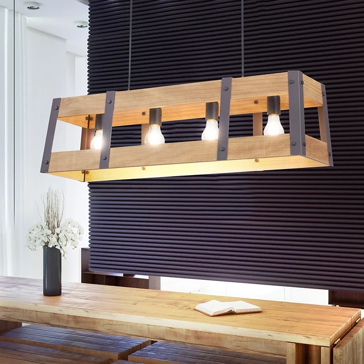 Hängeleuchte, Gestell natur, schwarz, H 85 cm – Bild 2