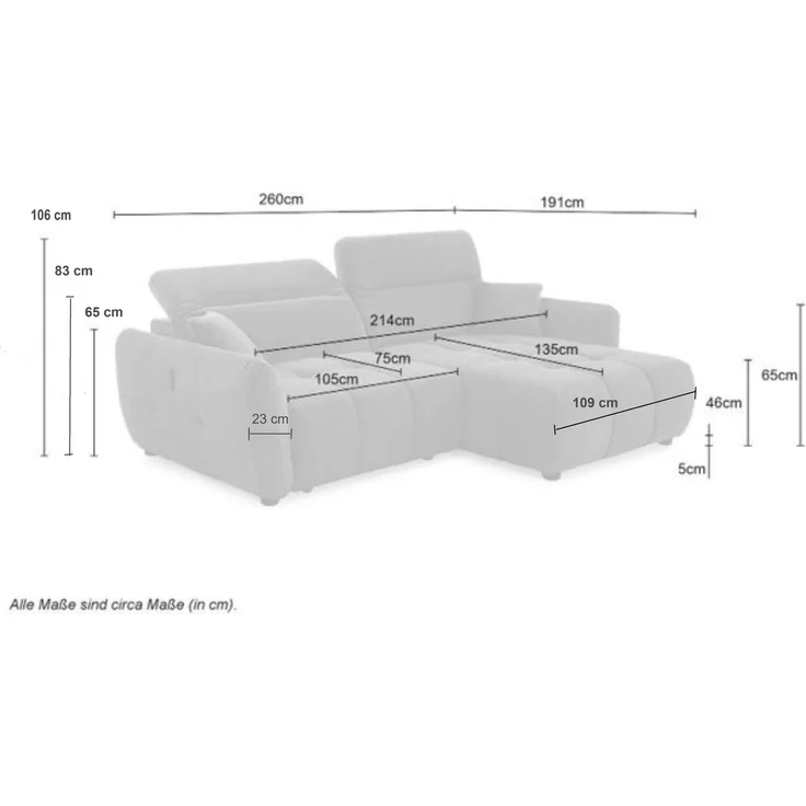 Ecksofa elektrisch USB-C Kopflehne verstellbar Schlafcouch Flachgewebe in Beige – Bild 8