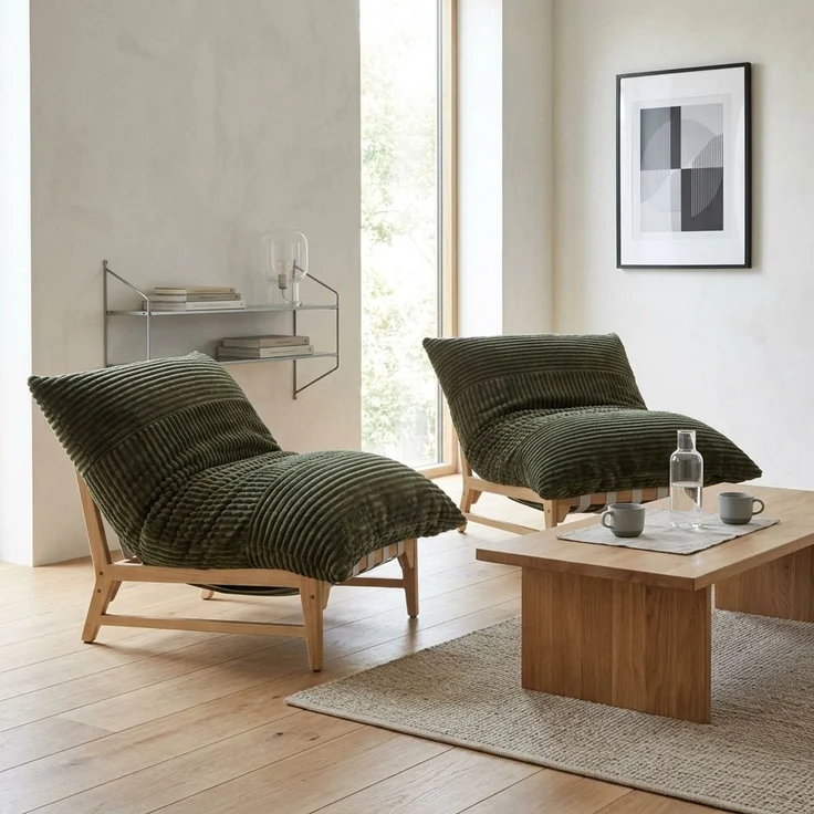 LVHOM XXL Relaxsessel mit Massivholz-Rahmen, Polstersessel Cord mit Memory-Schaum, ergonomischer Loungesessel, Fernsehsessel für Wohnzimmer, Grau – Bild 9