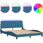 vidaXL Bettgestell mit LED ohne Matratze "Hanko" Blau 160x200 cm Samt 3213791