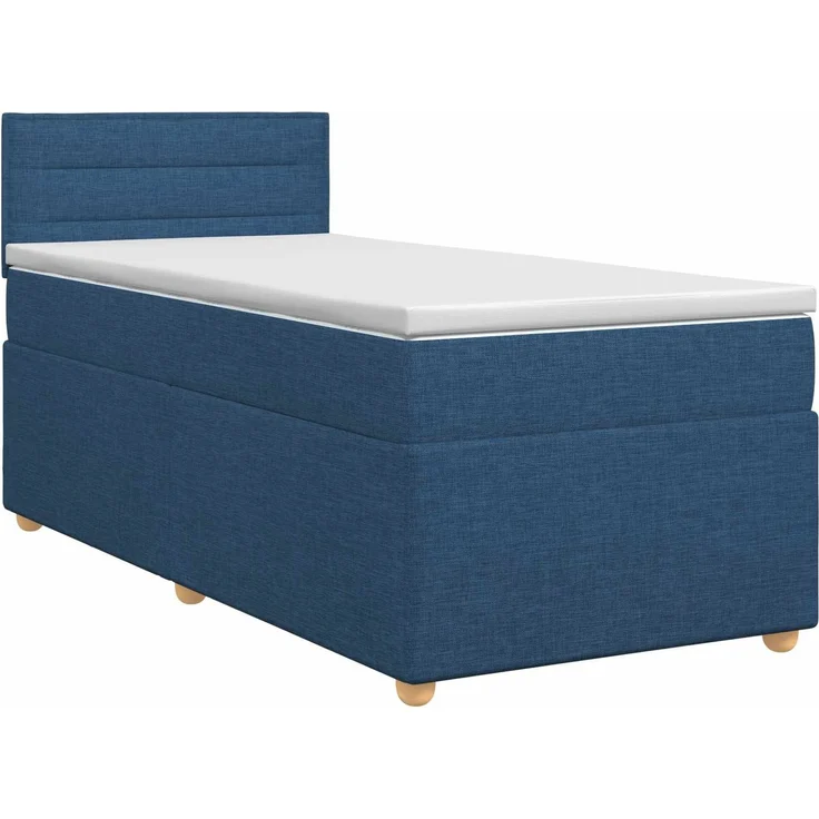 vidaXL Boxspringbett mit Matratze mit Kopfteil Blau 90 x 200 cm Stoff 3450866 – Bild 2