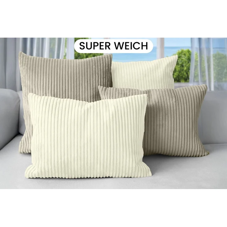 Amilian Dekokissen Sofakissen 4er Set mit Füllung - 2x 45x45 + 2x 35x45 cm, Hotelverschluss, waschbar, formstabil – Bild 2
