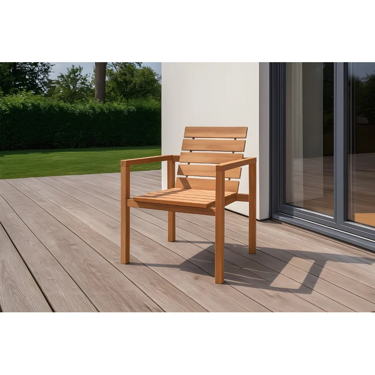Teak Gartensessel mit Armlehnen FREETOWN (4er Set) 172499651 – Bild 2
