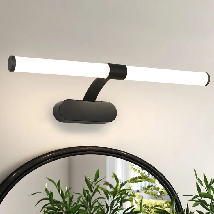Nettlife LED Spiegelleuchte Schwarz 6W/8W 4000K 40/60CM Spiegellampe, LED fest integriert, Neutralweiß, für Küche schrank Keller