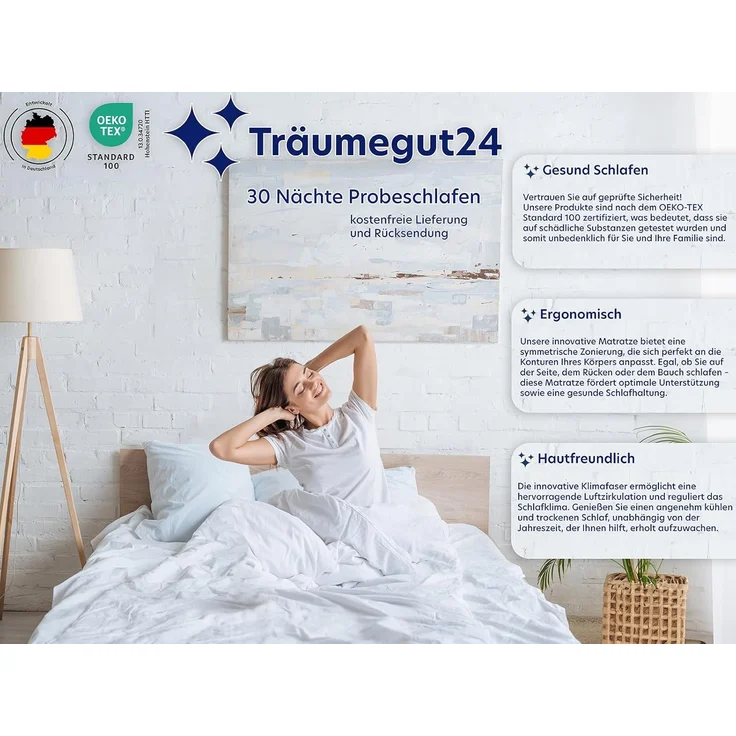 Träumegut24 AquaFlex® ergonomische 7-Zonen Kaltschaummatratze, Öko-Tex Zertifiziert, Höhe 16 cm, 140x200 cm, H2 – Bild 6