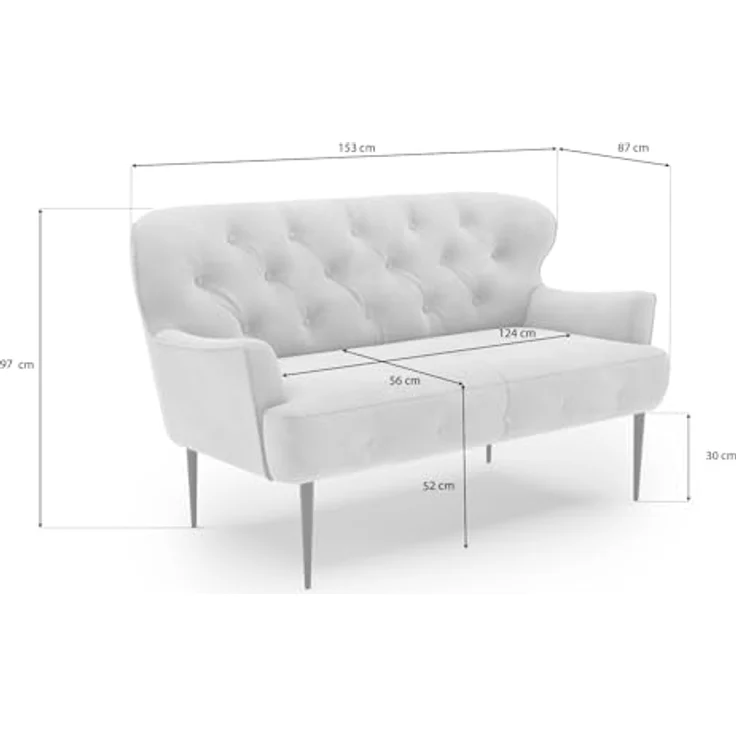 CAVADORE 2-Sitzer Küchensofa Amba, Trendige Sitzbank für Küche oder Esszimmer / 153 x 97 x 87 / Hochwertiges Mikrofaser: Rot – Bild 4