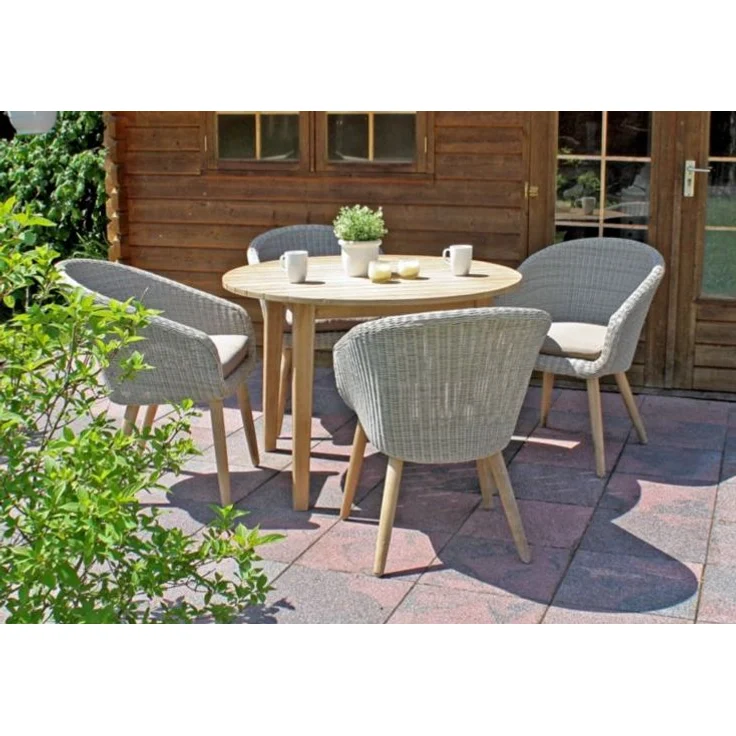 Garten-Sitzgruppe VARNA 5tlg. - Akazie, Braun | Gartenmöbel-Set Gartengarnitur Garten-Essgruppe mit Stühlen und Esstisch – Bild 2