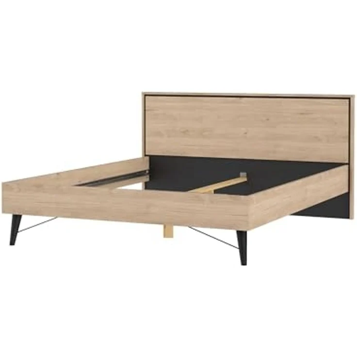 Dmora - Doppelbett Cariss, Struktur des Container-Betts, Sommier mit Verkleidung, Matratzenhalterstruktur, 207x173 h91 cm, helle Eiche – Bild 5