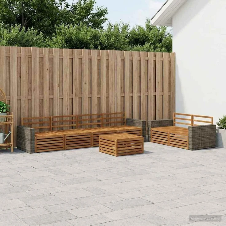 vidaXL Outdoor-Sofagarnitur 7 stk. 6-Sitzer Natur Massivholz Akazie 3383067 – Bild 1