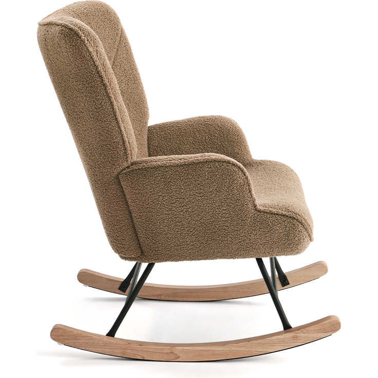 GOEURVANT 5006 Schaukelstuhl ohne Hocker (Relaxsessel, Ohrensessel) - Teddy-Stoff - Braun – Bild 4