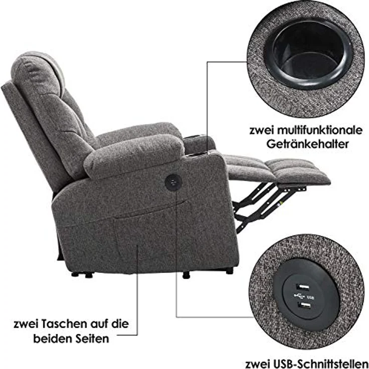 MCombo Relaxsessel MCombo Elektrische Aufstehhilfe Relaxsessel Fernsehsessel 7286, mit Relaxfunktion – Bild 6