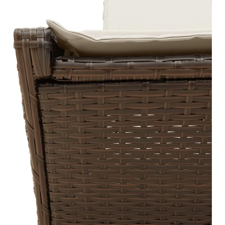 vidaXL Doppel-Sonnenliege mit Auflagen Braun Poly Rattan 368180 – Bild 6