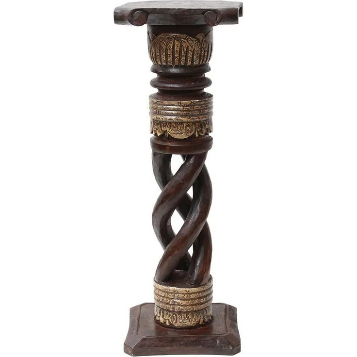 Oriental Galerie Blumenhocker Gedrehte Säule Antik Dunkelbraun 60 cm klein (1 St) – Bild 1