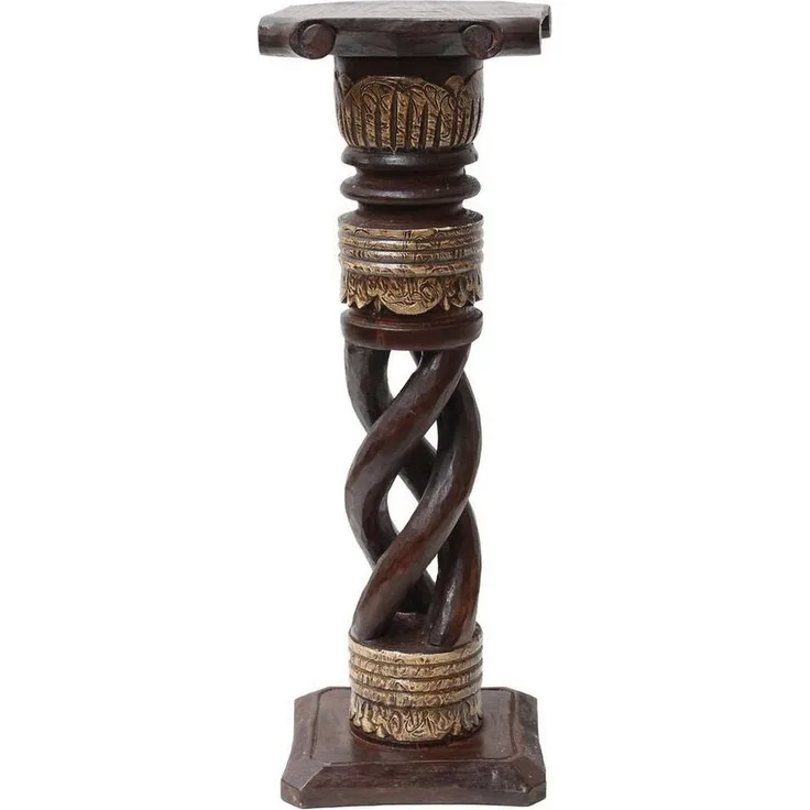 Oriental Galerie Blumenhocker Gedrehte Säule Antik Dunkelbraun 60 cm klein (1 St)