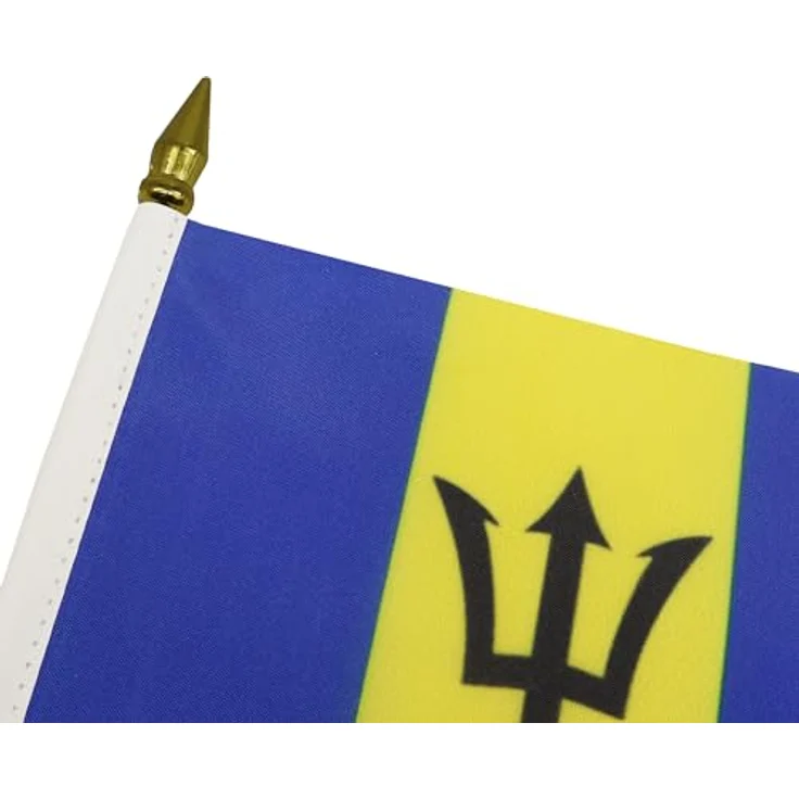 AZ FLAG - Tischflagge Barbados - 15x10 cm Goldene Splitze - Barbados Tischfahne 10 x 15 Cm - Flaggen – Bild 4