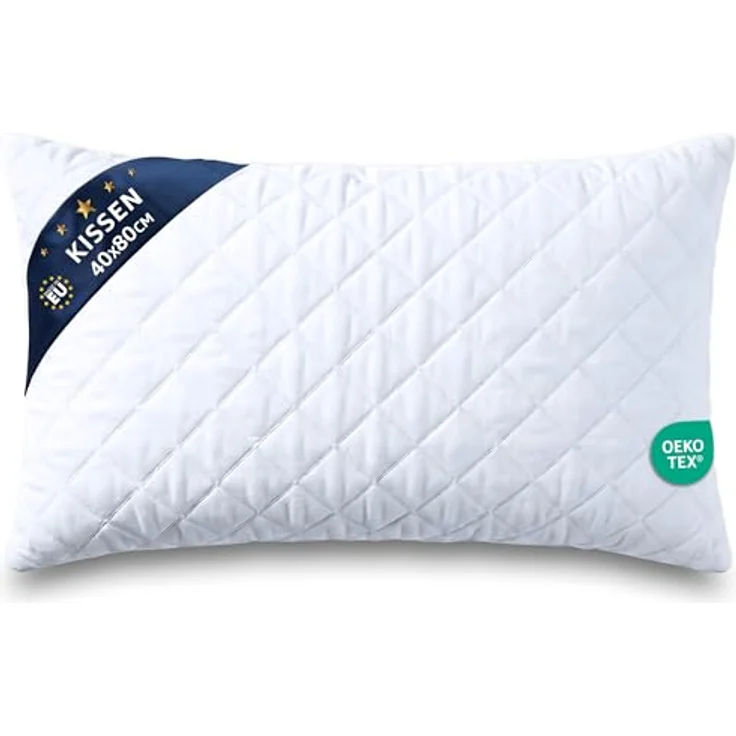 Amazinggirl Kopfkissen 40x80 cm - Kissen Allergiker Schlafkissen Polster Pillow Made in EU und Pillows for Sleeping 80x40 Bett Kissens für Schlafen Oeko-Tex Weiß – Bild 2