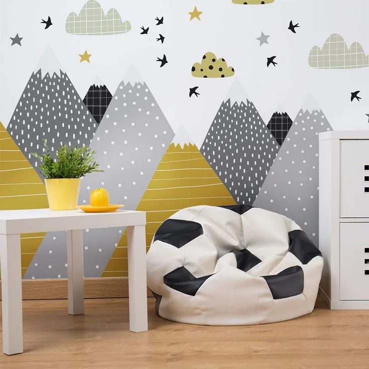 Ambiance-Sticker Wandaufkleber für Kinder, Riesen-Dekoration, skandinavische Berge für Kinderzimmer, Henrika, 55 x 110 cm