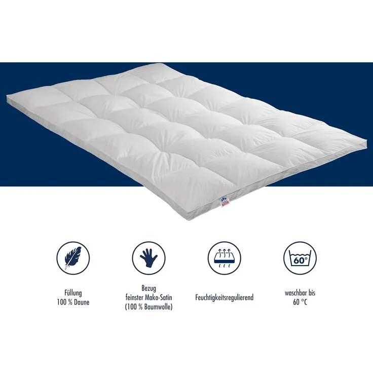 Irisette Daunendecke Nora extra warme Winterdecke, aus 100% Baumwolle 100% Daune mit Aufbewahrungstasche, 155x220 cm, weiß – Bild 4