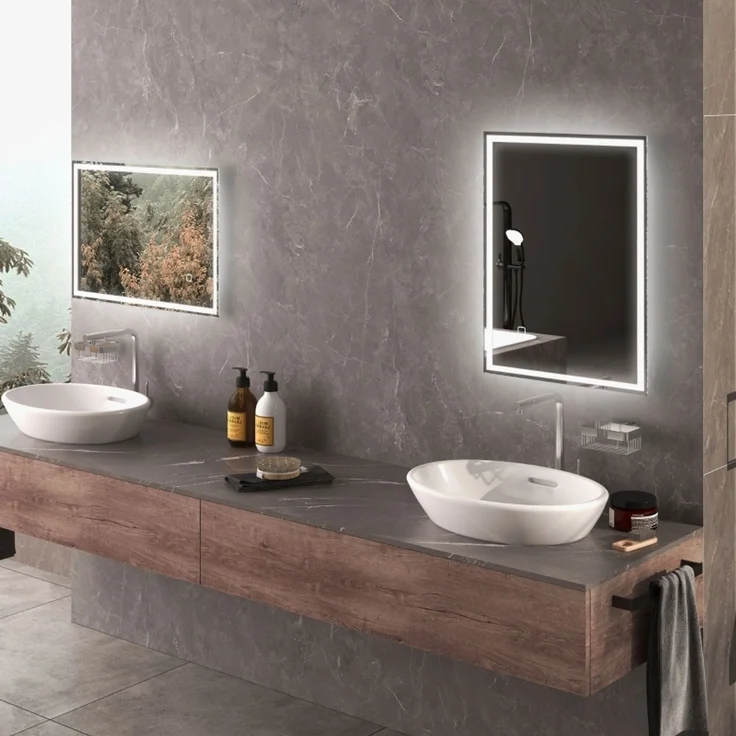 LED-Badezimmerspiegel 70 x 4 x 50 cm aus Glas, mit Touch-Steuerung und Antibeschlag-Funktion – Bild 2