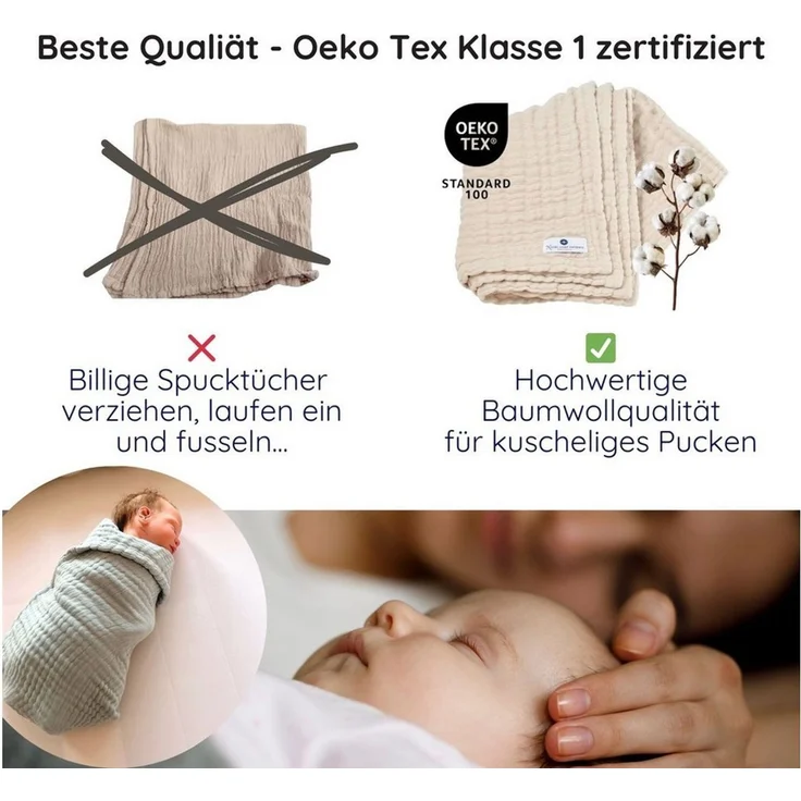 Babydecke Babydecke Musselin Kuscheldecke Puckdecke Baby & Neugeborene, Nordic Coast Company, Sommerdecke, Puck-u. Stilltuch, Einschlagdecke, Baumwolle atmungsaktiv – Bild 4